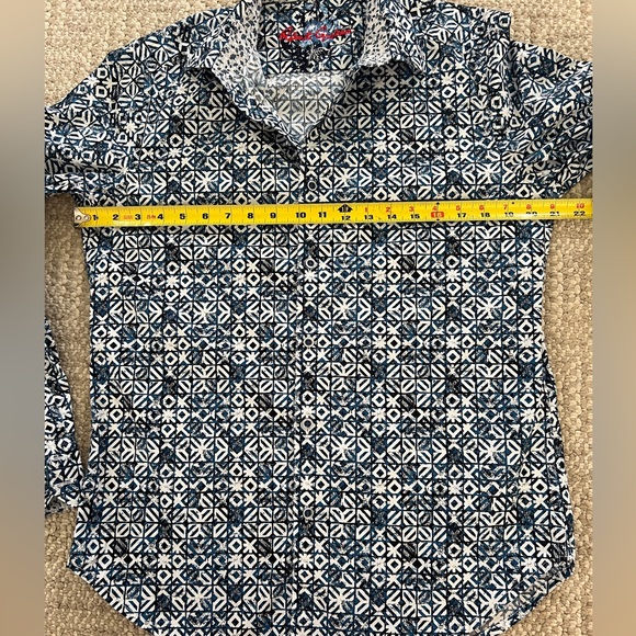 Robert Graham Men’s Small, Blu/wht, Pierson Geometric, Long Sleeve, Button down - Picture 7 of 9